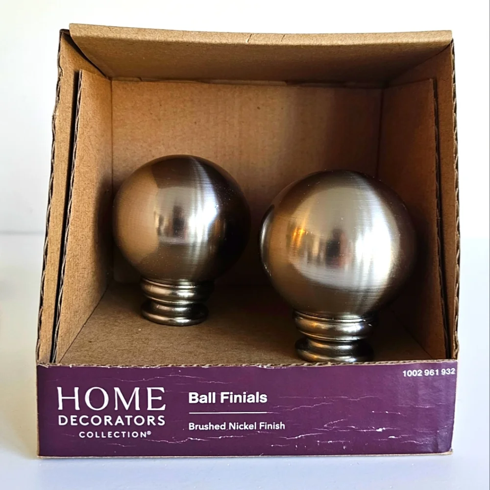 Home Decorators Collection 1 in. Ball Finials In Brushed Nickel Finish, 1 pack